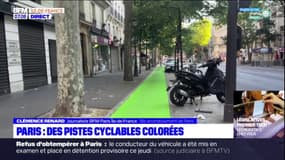 Paris: une piste cyclable colorée dans le 18e arrondissement