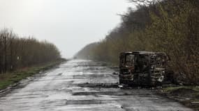 Scène de guerre dans le Donbass, le 14 avril 2022. 