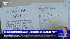 La foule s'est recueillie tout le week-end devant le collège de Samuel Paty