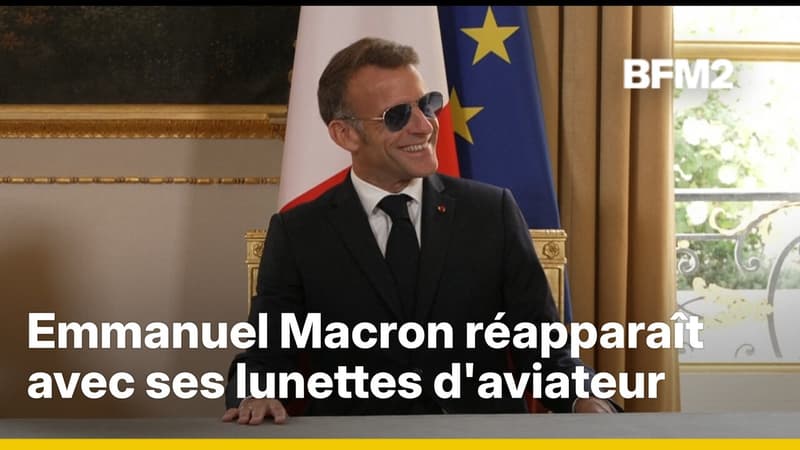 Le président d'Emmanuel Macron remet ses lunettes de soleil