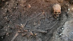 Les restes du roi d'Angleterre Richard III, qui ont été retrouvés en septembre dernier sous un parking de Leicester, dans le centre de l'Angleterre. L'Université de Leicester a obtenu l'autorisation d'inhumer la dépouille du souverain mal-aimé immortalisé