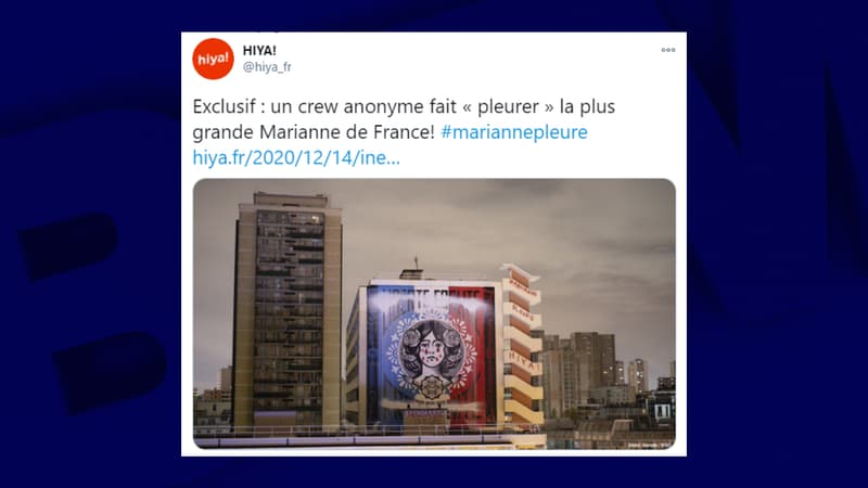 La grande fresque de Marianne, dans le 13e arrondissement, pleure désormais des larmes de sang