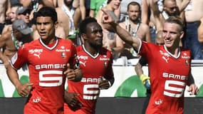 Benjamin Bourigeaud (Rennes), auteur de l'ouverture du score lors de Saint-Étienne-Rennes