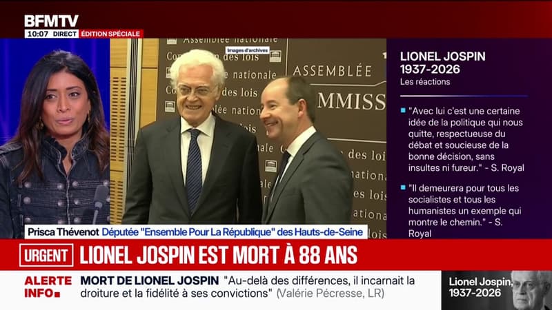 Mort de Lionel Jospin: Prisca Thévenot (EPR) salue "un homme fidèle à ses convictions"
