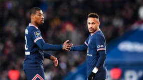 Presnel Kimpembe et Neymar avec le PSG, le 3 avril 2022