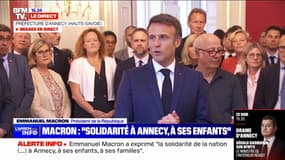 Annecy: Emmanuel Macron rend hommage à "ceux qui sont intervenus avec beaucoup de courage pour s'interposer, sans se poser de questions"