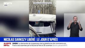 Nicolas Sarkozy et Carla Bruni applaudis à la sortie d'un restaurant du 16e arrondissement où ils ont déjeuné