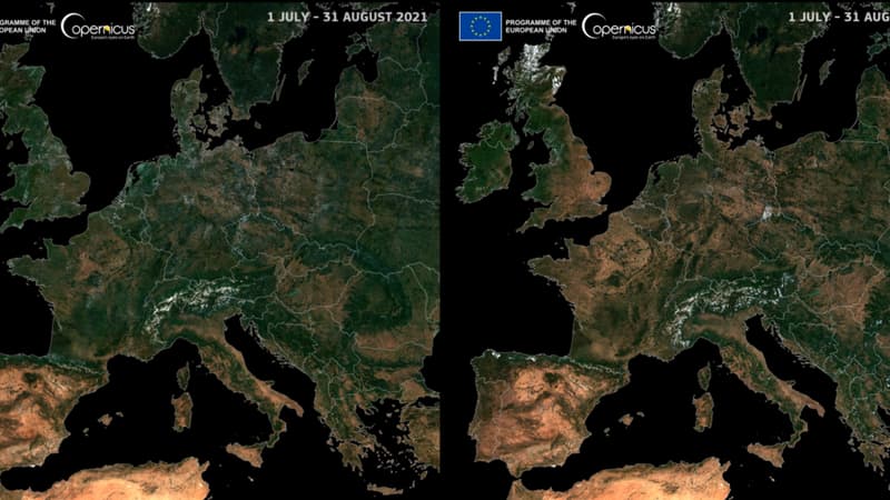 L'ampleur de la sécheresse en Europe vue du ciel