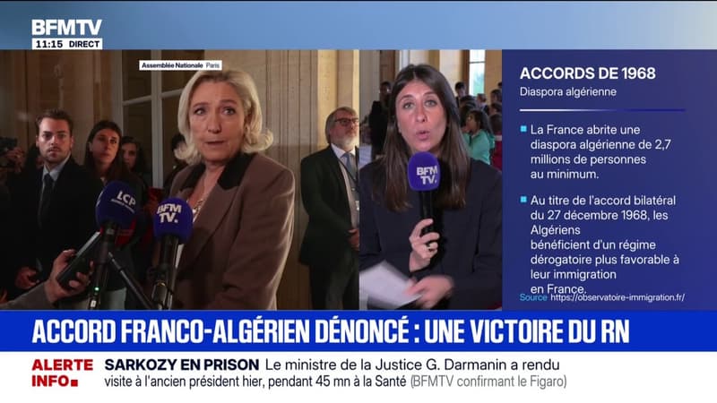 Résolution du RN sur les accords franco-algériens: "Plus rien ne justifie le maintien de cette convention aujourd'hui", affirme Marine Le Pen