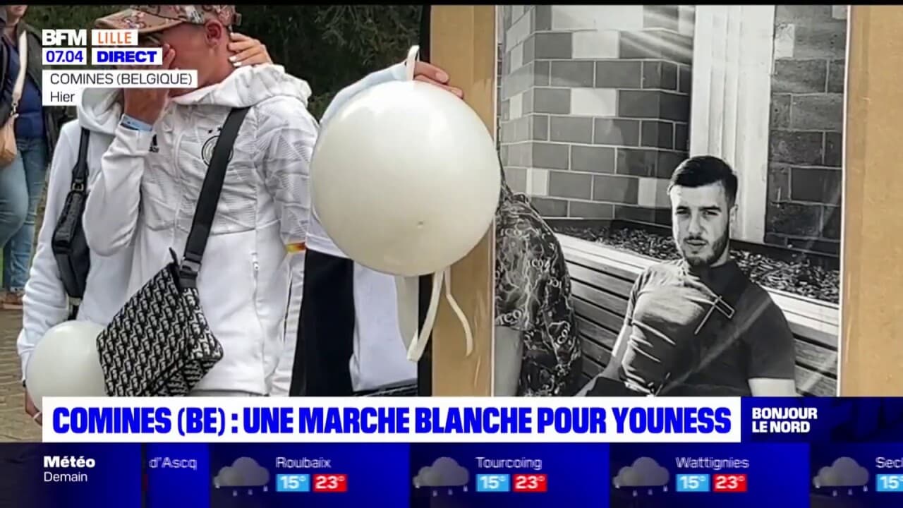 Belgique marche blanche à Comines en hommage à Youness, tué le weekend dernier