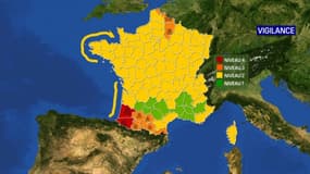 La carte de vigilance de Météo-France, dimanche 9 janvier 2022 à 16 heures