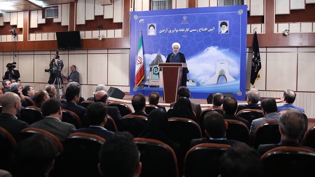 Hassan Rohani, président de l'Iran, a pris la parole le 5 novembre 2019 à l'occasion de l'ouverture d'une centrale à Téhéran