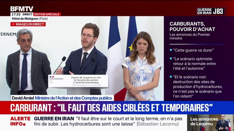 Prix des carburants: "La guerre ne crée aucun surplus pour l'État", affirme David Amiel, ministre de l'Action et des Comptes publics