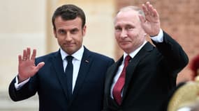 Emmanuel Macron et Vladimir Poutine le 29 mai 2017.