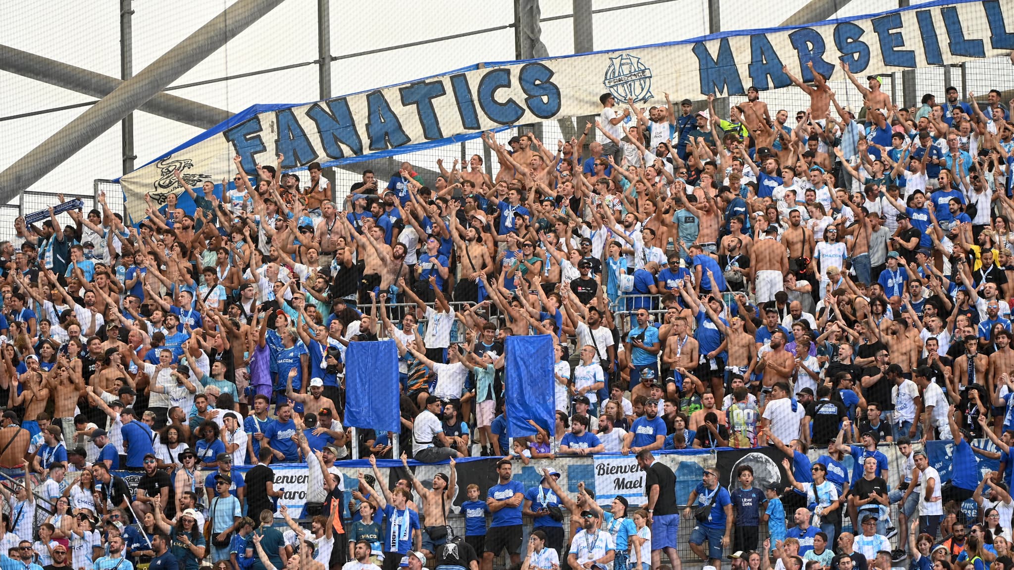 Les supporters de l'OM avant Marseille-Paris FC, le 23 août 2025.