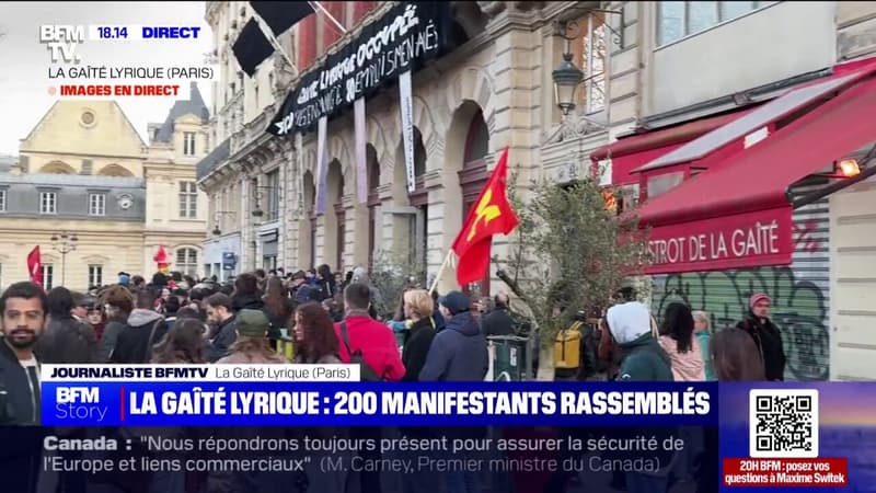 Des manifestants se rassemblent devant la Gaîté Lyrique pour s'opposer à l'expulsion des mineurs isolés qui l'occupent depuis le 10 décembre dernier