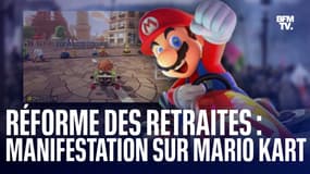 Une manifestation contre la réforme des retraites sur Mario Kart