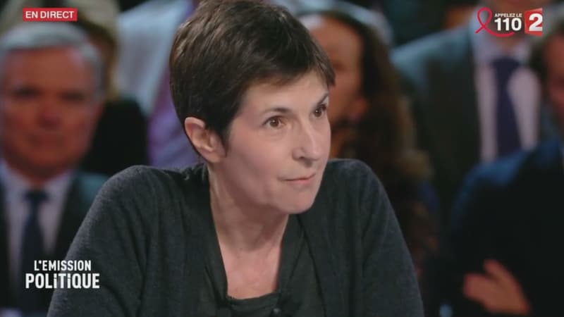 Christine Angot sur le plateau de "L'Emission politique", le 23 mars 2017