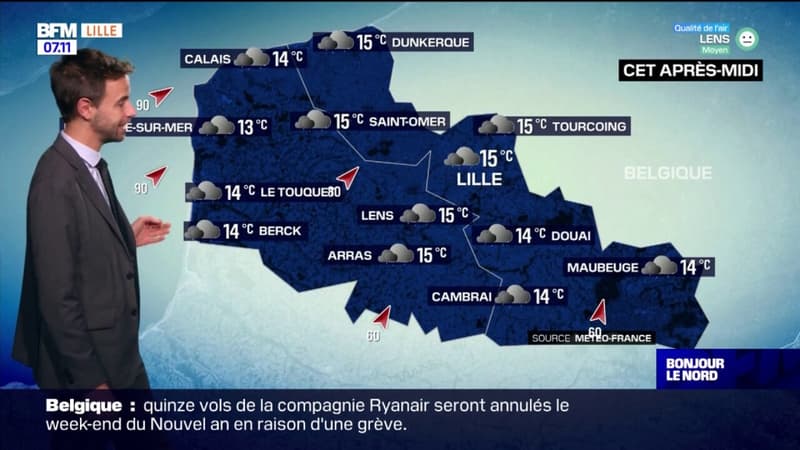 Météo Nord-Pas-de-Calais: du vent et de la pluie ce vendredi, jusqu'à 14°C à Calais et 15°C à Lille