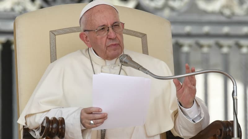 Le pape François lors de sa déclaration hebdomadaire au Vatican, le 30 août 2017.