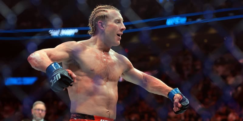 Paddy Pimblett célébrant sa victoire face à Michael Chandler lors de l'UFC 314 de Miami, le 12 avril 2025