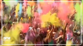 A Madrid, les festivités colorées de "Monsoon Holi" réunissent des centaines de personnes