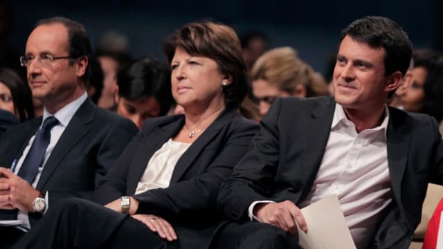 François Hollande, Martine Aubry et Manuel Valls lors de la primaire PS en 2011