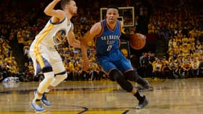 Stephen Curry face à Russell Westbrook