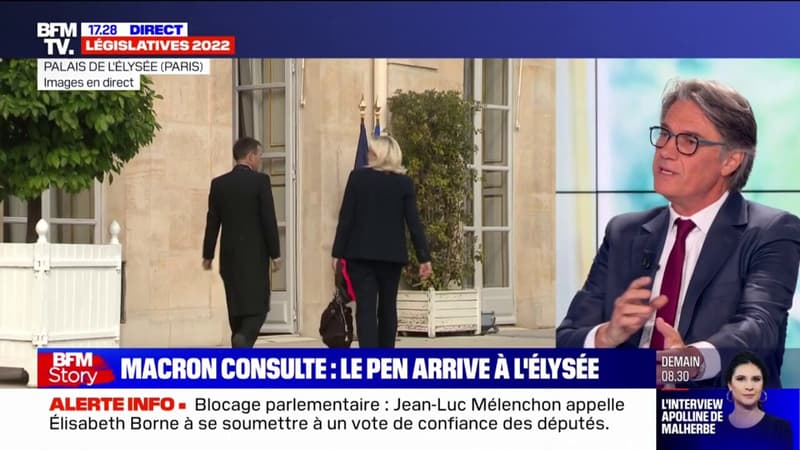 Marine Le Pen arrive à l'Élysée pour rencontrer Emmanuel Macron