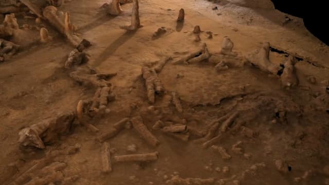 Les constructions de la grotte de Bruniquel.