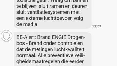 Des SMS d'urgence reçus à proximité de Bruxelles en novembre 2017. Des SMS d'urgence reçus à proximité de Bruxelles en novembre 2017.