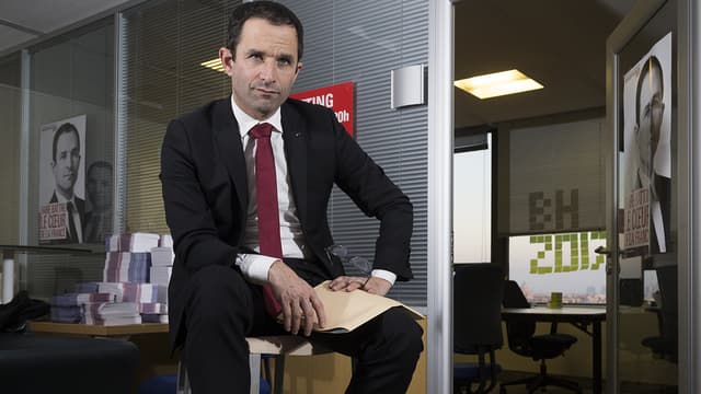 Benoît Hamon à son QG de campagne