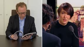 Ludovic Bigorgne (à gauche) et Sophie Conrad, le 8 mars 2022 sur RMC (à droite)