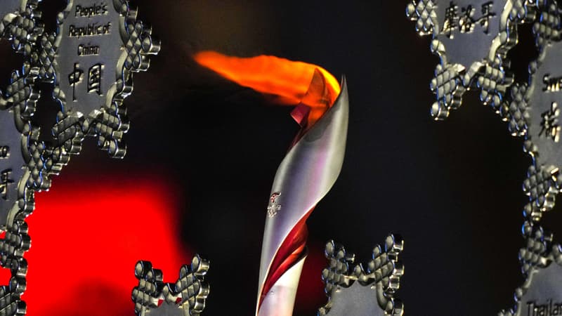La flamme olympiques lors des JO d'hiver de Pékin 2022