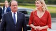 L'ancien président français François Hollande et son épouse l'actrice et productrice française Julie Gayet arrivent pour assister à un dîner de gala organisé par le Comité international olympique (CIO) et la présidence française au musée du Louvre à Paris, à la veille de la cérémonie d'ouverture des Jeux olympiques de Paris 2024, le 25 juillet 2024.