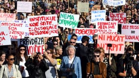 Manifestation contre la libération de 5 violeurs présumés à Zagreb le 19 octobre 2019
