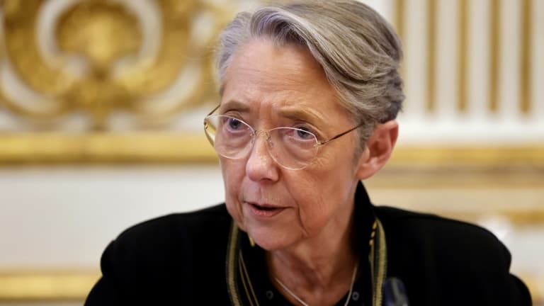 La Première ministre Elisabeth Borne lors d'une rencontre avec les cadres de Renaissance à Matignon, le 27 mars 2023
