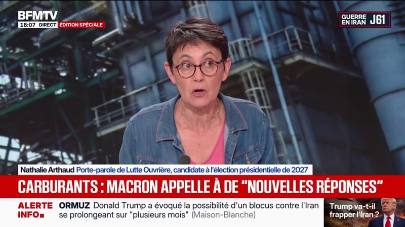 Bénéfices de Totalenergies: "Ce sont des rapaces qui font leur beurre sur les malheurs du monde", assure Nathalie Arthaud (Lutte ouvrière)