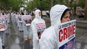 Une manifestation pour la défense des droits des animaux à Paris, en 2014.