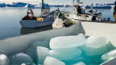Artic Ice pêche la glace dans les fjords du Groënland pour l'envoyer à Dubaï.