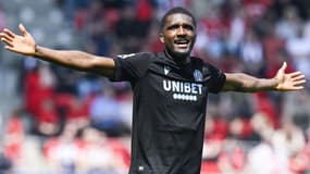 Clinton Mata célèbre un but avec le FC Bruges, le 14 mai 2023