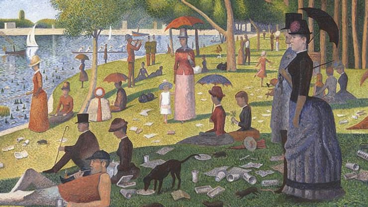 Oeuvre inspirée d'"Un dimanche après-midi à l'Île de la Grande Jatte", de Georges Seurat Oeuvre inspirée d'"Un dimanche après-midi à l'Île de la Grande Jatte", de Georges Seurat