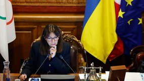 Anne Hidalgo en conseil de Paris le mardi 12 décembre 2023.