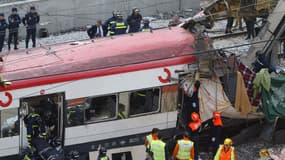 Le train où a explosé la bombe, le 11 mars 2004, à Madrid.