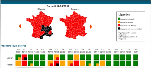 Les prévisions routières pour la journée de samedi. Les prévisions routières pour la journée de samedi.