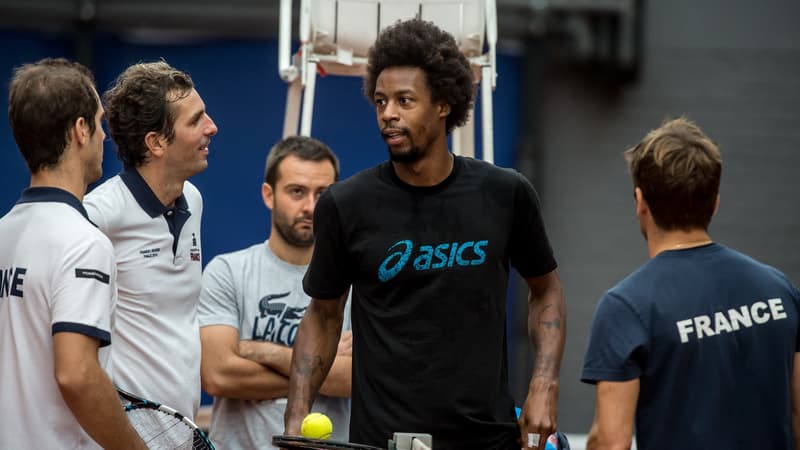 Gaël Monfils et les Bleus à l'entraînement