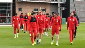 L'équipe de Liverpool à l'entraînement dans son centre de Melwood, le 22 octobre 2019