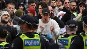 Rassemblement anti-confinement à Melbourne, Australie, le 18 septembre 2021