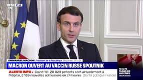 Emmanuel Macron: "On a vu aujourd'hui des publications qui semblent indiquer une très forte efficacité du vaccin Spoutnik"