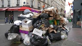 Des poubelles dans les rues de Paris (photo d'illustration)